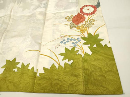 平和屋着物■豪華振袖　駒刺繍　枝花文　金彩　正絹　逸品　DABI0588cd