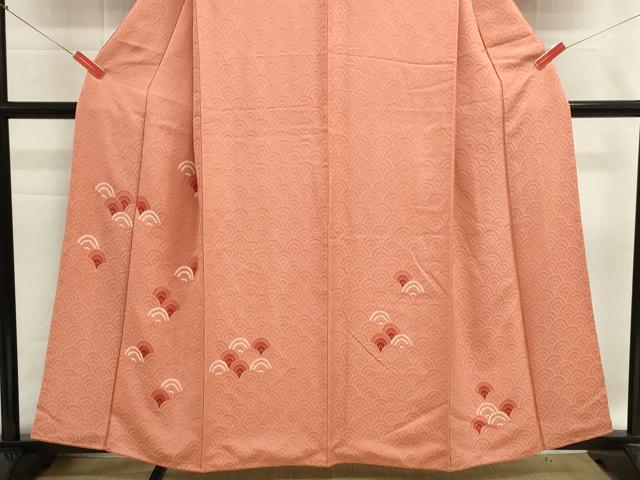 平和屋着物■訪問着　絞り　地紋起こし　青海波　正絹　逸品　DABI0591cd