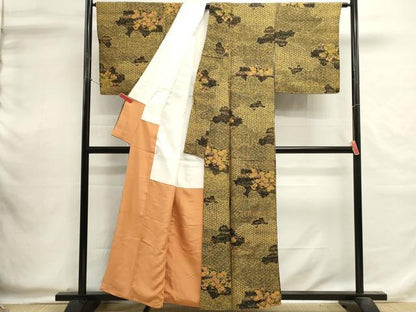 平和屋着物■上質な小紋　吉祥花文　金彩　正絹　逸品　DABI0592cd