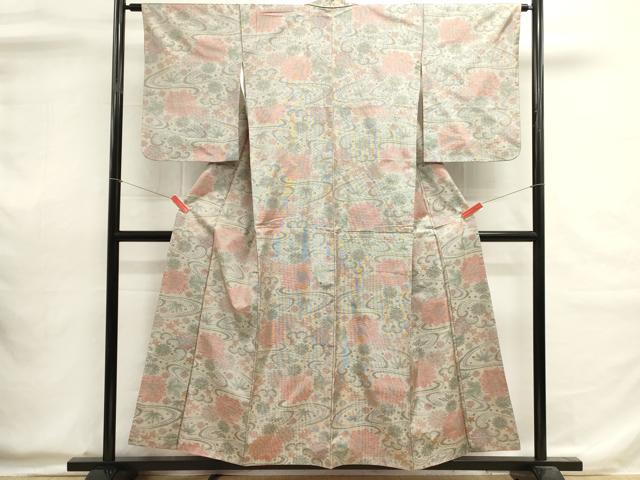 平和屋着物□本場大島紬 7マルキ 流水花文 正絹 逸品 DABI0598cd