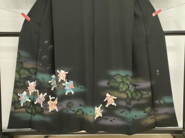 平和屋着物■豪華黒留袖　作家物　童子遊び　暈し染め　金彩　正絹　逸品　DABI0599cd