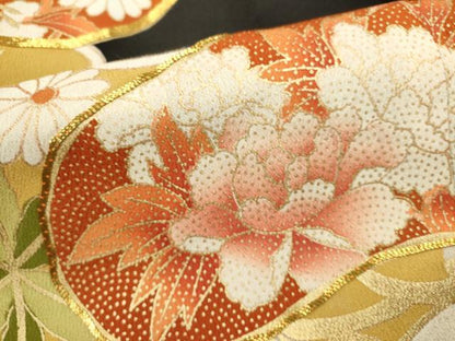 平和屋着物■豪華黒留袖　駒刺繍　尾長鳥花文　金彩　正絹　逸品　DABI0600cd