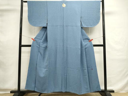 平和屋着物■服飾評論家　市田ひろみ　色無地　舞花地紋　薄群青色　正絹　逸品　DABI0602cd