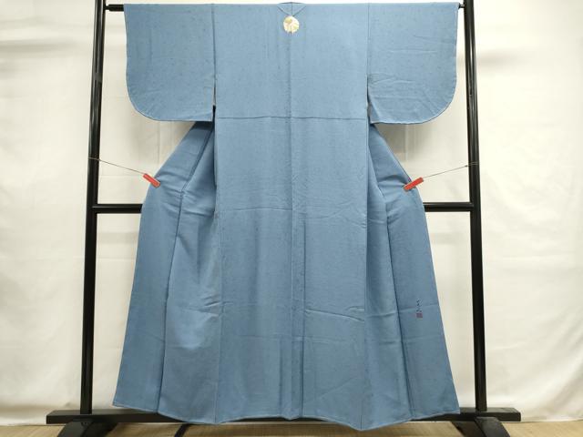 平和屋着物■服飾評論家　市田ひろみ　色無地　舞花地紋　薄群青色　正絹　逸品　DABI0602cd