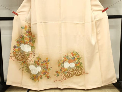 平和屋着物■訪問着　刺繍　花車文　暈し染め　金彩　正絹　逸品　DABI0604cd