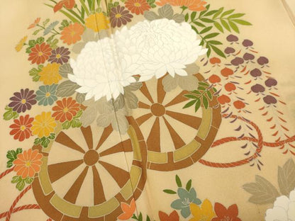 平和屋着物■訪問着　刺繍　花車文　暈し染め　金彩　正絹　逸品　DABI0604cd