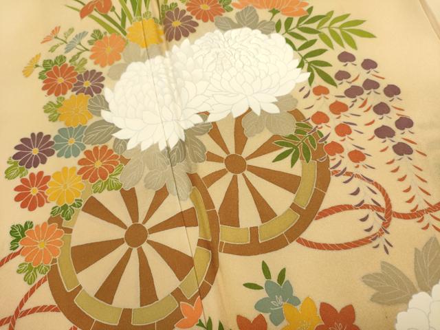 平和屋着物■訪問着　刺繍　花車文　暈し染め　金彩　正絹　逸品　DABI0604cd