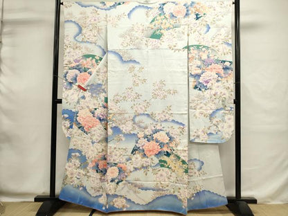 平和屋着物■豪華振袖　地紙花文　牡丹　暈し染め　金彩　正絹　逸品　DABI0608cd