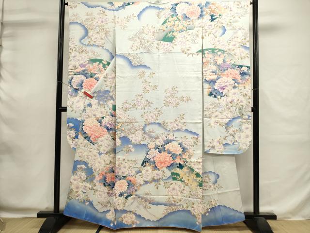 平和屋着物■豪華振袖　地紙花文　牡丹　暈し染め　金彩　正絹　逸品　DABI0608cd