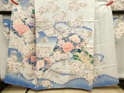 平和屋着物■豪華振袖　地紙花文　牡丹　暈し染め　金彩　正絹　逸品　DABI0608cd