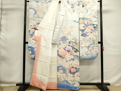 平和屋着物■豪華振袖　地紙花文　牡丹　暈し染め　金彩　正絹　逸品　DABI0608cd