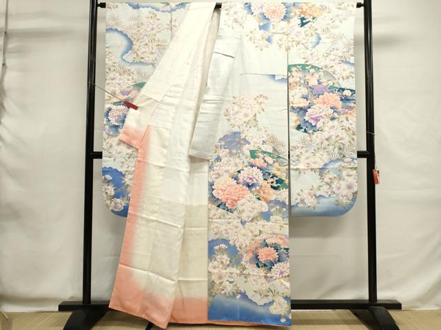 平和屋着物■豪華振袖　地紙花文　牡丹　暈し染め　金彩　正絹　逸品　DABI0608cd