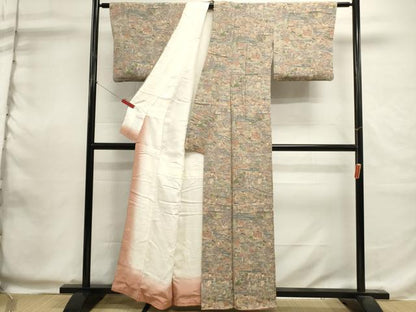 平和屋着物■上質な小紋　人物風景文　金彩　正絹　逸品　DABI0609cd
