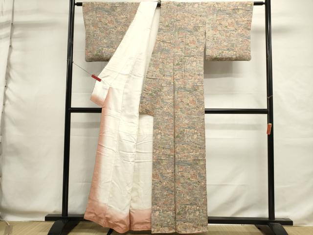 平和屋着物■上質な小紋　人物風景文　金彩　正絹　逸品　DABI0609cd