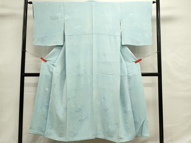 平和屋着物■上質な色無地　草葉地紋　水色　正絹　逸品　DABI0611cd