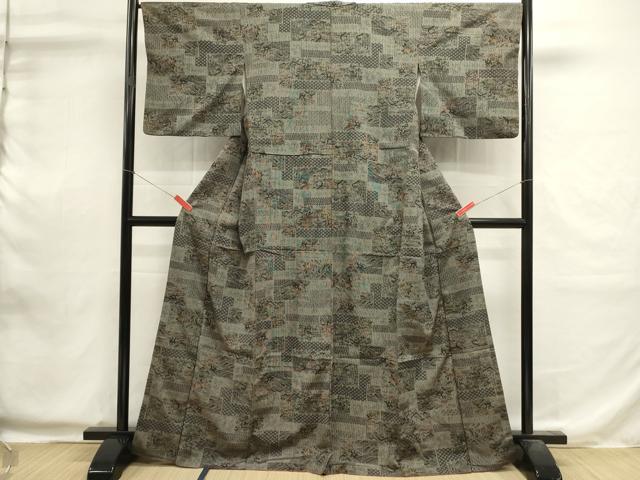 平和屋着物■上質な紬　風景文　正絹　逸品　DABI0613cd