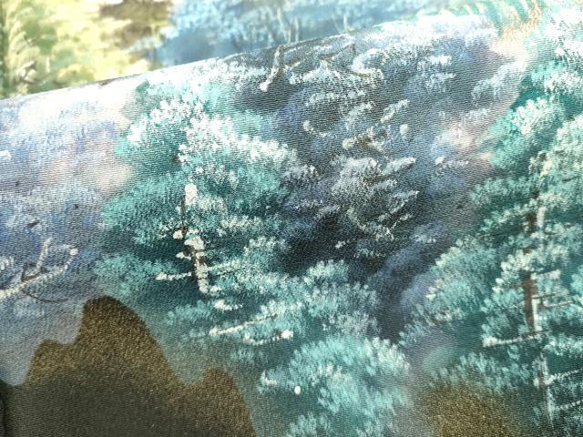 平和屋着物■豪華黒留袖　手描き　遠山風景文　暈し染め　金彩　正絹　逸品　DABI0615cd