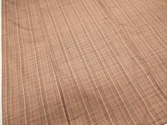 平和屋着物■上質な紬　格子　正絹　逸品　未使用　DABI0619cd
