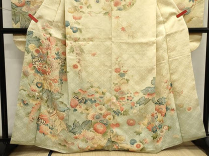 平和屋着物■豪華振袖　駒刺繍　花籠文　暈し染め　金銀彩　正絹　逸品　DABI0627cd