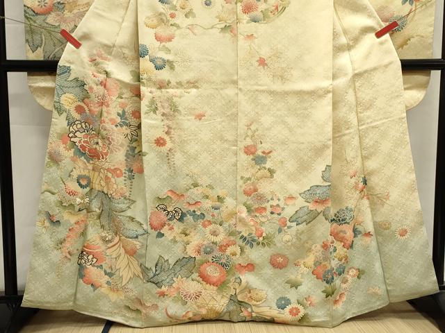 平和屋着物■豪華振袖　駒刺繍　花籠文　暈し染め　金銀彩　正絹　逸品　DABI0627cd