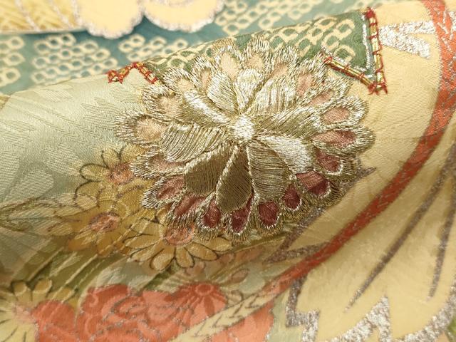 平和屋着物■豪華振袖　駒刺繍　花籠文　暈し染め　金銀彩　正絹　逸品　DABI0627cd