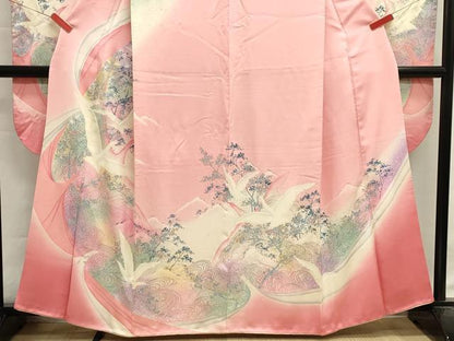 平和屋着物■豪華振袖　流水飛鳥文　暈し染め　金銀彩　正絹　逸品　DABI0628cd