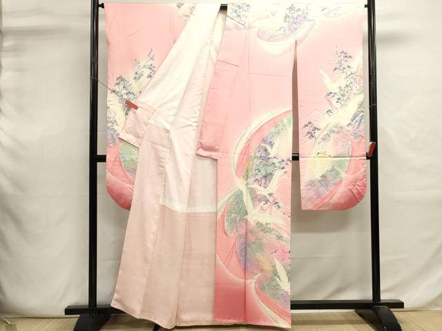 平和屋着物■豪華振袖　流水飛鳥文　暈し染め　金銀彩　正絹　逸品　DABI0628cd