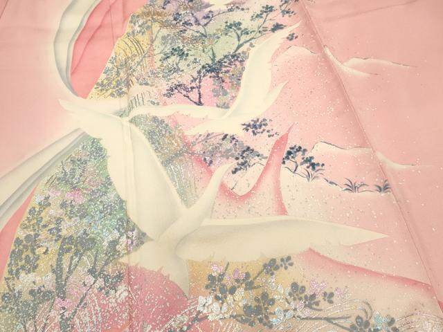 平和屋着物■豪華振袖　流水飛鳥文　暈し染め　金銀彩　正絹　逸品　DABI0628cd