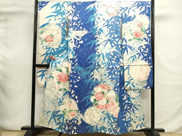 平和屋着物■豪華振袖　駒刺繍　草花文　牡丹　銀彩　正絹　逸品　DABI0630cd