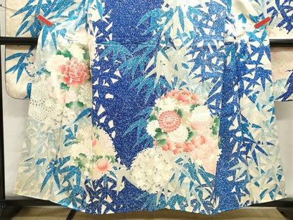 平和屋着物■豪華振袖　駒刺繍　草花文　牡丹　銀彩　正絹　逸品　DABI0630cd