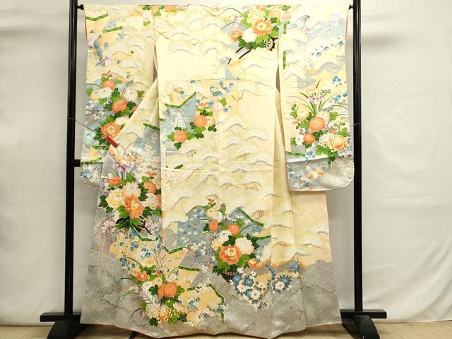 平和屋着物■豪華振袖　駒刺繍　草花文　牡丹　金銀彩　正絹　逸品　DABI0633cd