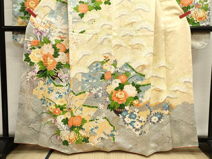 平和屋着物■豪華振袖　駒刺繍　草花文　牡丹　金銀彩　正絹　逸品　DABI0633cd