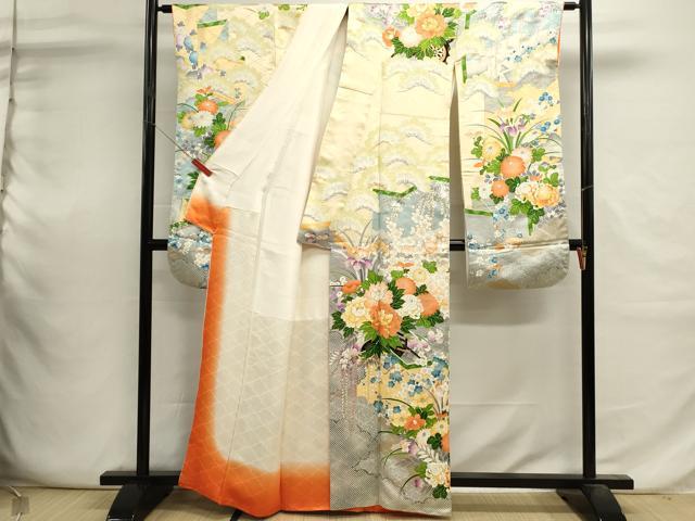 平和屋着物■豪華振袖　駒刺繍　草花文　牡丹　金銀彩　正絹　逸品　DABI0633cd