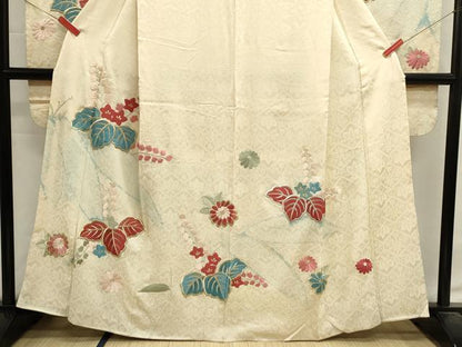 平和屋着物■豪華振袖　刺繍　絞り　草花文　金糸　正絹　逸品　DABI0634cd