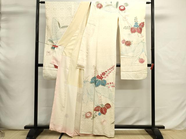 平和屋着物■豪華振袖　刺繍　絞り　草花文　金糸　正絹　逸品　DABI0634cd