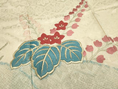 平和屋着物■豪華振袖　刺繍　絞り　草花文　金糸　正絹　逸品　DABI0634cd