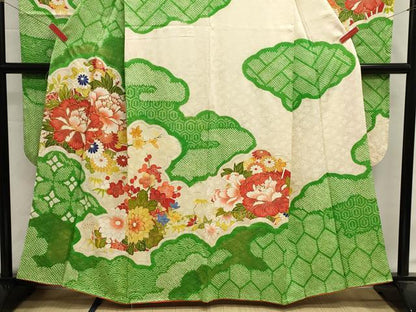 平和屋着物■豪華振袖　駒刺繍　絞り　草花文　金彩　正絹　逸品　DABI0637cd