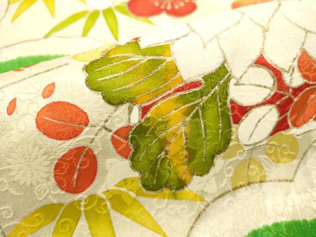平和屋着物■豪華振袖　駒刺繍　絞り　草花文　金彩　正絹　逸品　DABI0637cd