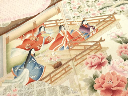 平和屋着物■豪華振袖　手描き　人物風景文　暈し染め　金銀彩　正絹　逸品　DABI0638cd
