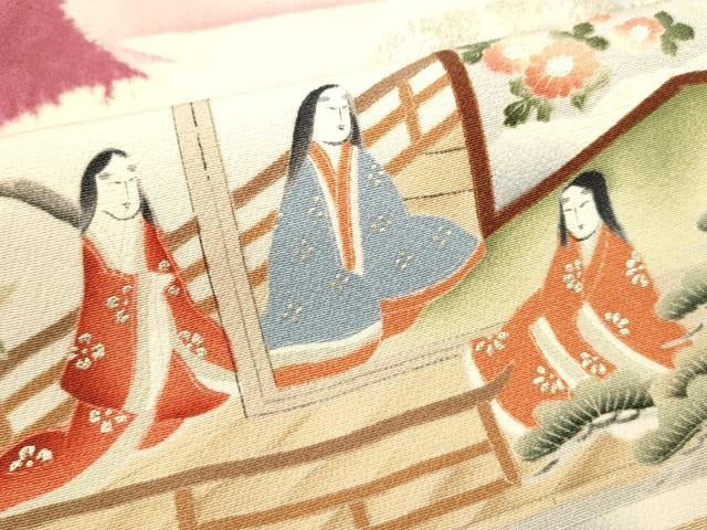 平和屋着物■豪華振袖　手描き　人物風景文　暈し染め　金銀彩　正絹　逸品　DABI0638cd