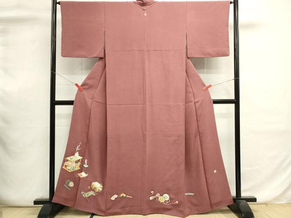 平和屋着物■豪華色留袖　作家物　駒刺繍　器物文様　金彩　正絹　逸品　DABI0640cd
