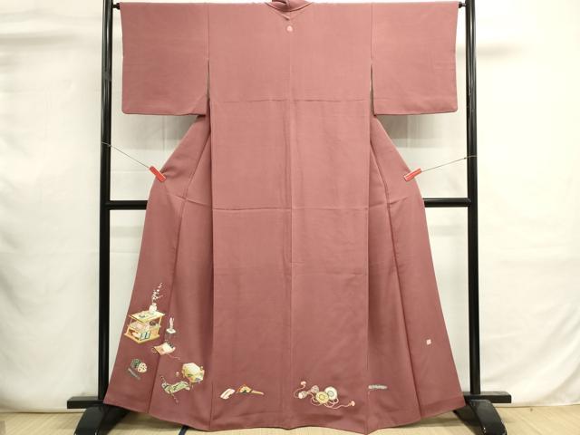 平和屋着物■豪華色留袖　作家物　駒刺繍　器物文様　金彩　正絹　逸品　DABI0640cd