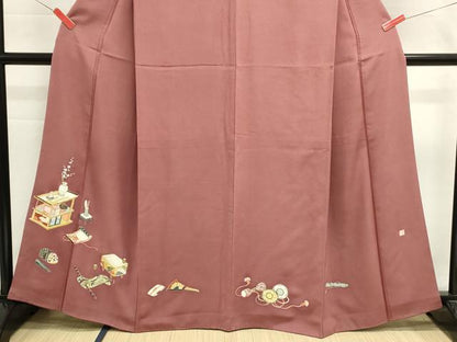 平和屋着物■豪華色留袖　作家物　駒刺繍　器物文様　金彩　正絹　逸品　DABI0640cd