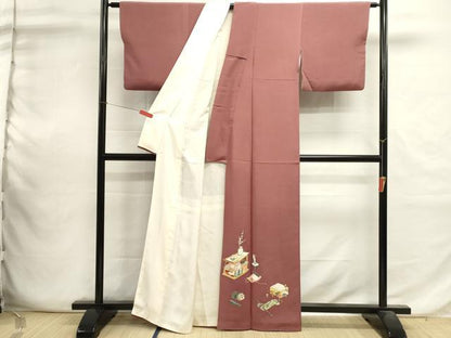 平和屋着物■豪華色留袖　作家物　駒刺繍　器物文様　金彩　正絹　逸品　DABI0640cd