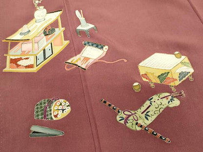 平和屋着物■豪華色留袖　作家物　駒刺繍　器物文様　金彩　正絹　逸品　DABI0640cd