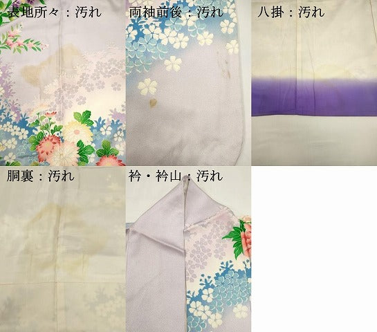 平和屋着物■豪華振袖　草花文　暈し染め　金銀彩　正絹　逸品　DABI0641cd