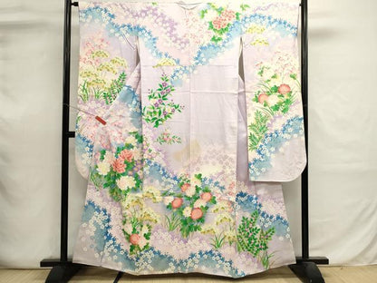 平和屋着物■豪華振袖　草花文　暈し染め　金銀彩　正絹　逸品　DABI0641cd