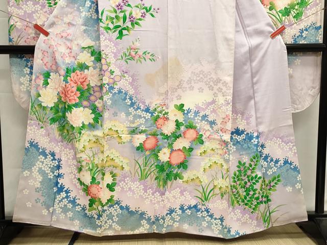 平和屋着物■豪華振袖　草花文　暈し染め　金銀彩　正絹　逸品　DABI0641cd