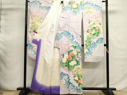 平和屋着物■豪華振袖　草花文　暈し染め　金銀彩　正絹　逸品　DABI0641cd