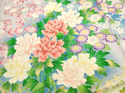 平和屋着物■豪華振袖　草花文　暈し染め　金銀彩　正絹　逸品　DABI0641cd